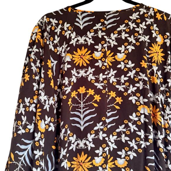 tennis Sx l/XL Long Kaftan Coverup Floral Beaded Beach Pool Vacation Boho Cruise - Picture 14 of 16